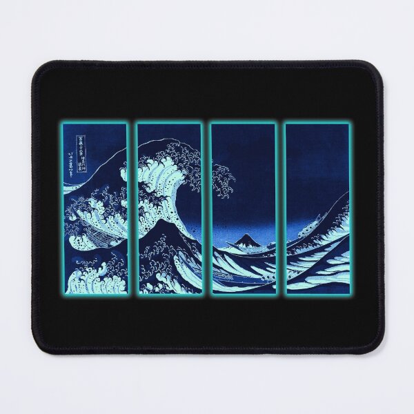 Item preview, Great Wave off Kanagawa Neon Blue Vaporwave designed and sold by ind3finite.