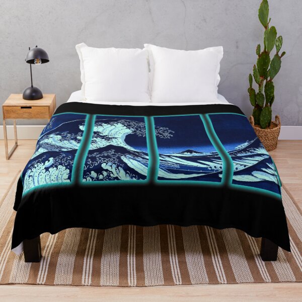 Item preview, Great Wave off Kanagawa Neon Blue Vaporwave designed and sold by ind3finite.