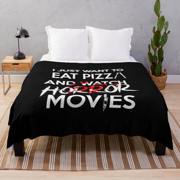 Item preview, I just wanna eat pizza and watch horror movies Halloween - men/kids/ women / Halloween designed and sold by Designs Of all kinds.