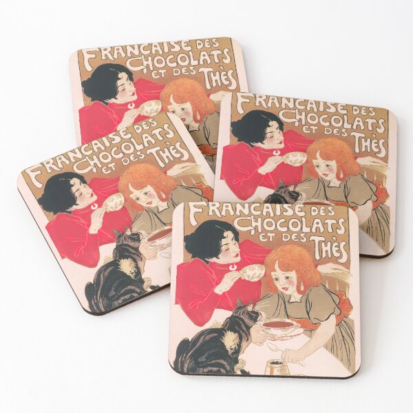 Item preview, French Company of Chocolates and Teas Vintage Steinlen Poster designed and sold by VintageArchive.