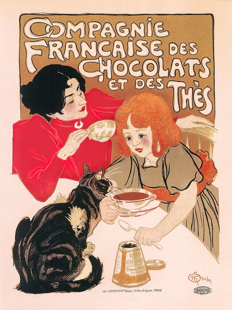 French Company of Chocolates and Teas Vintage Steinlen Poster