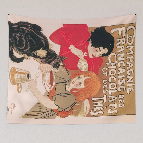 Item preview, French Company of Chocolates and Teas Vintage Steinlen Poster designed and sold by VintageArchive.