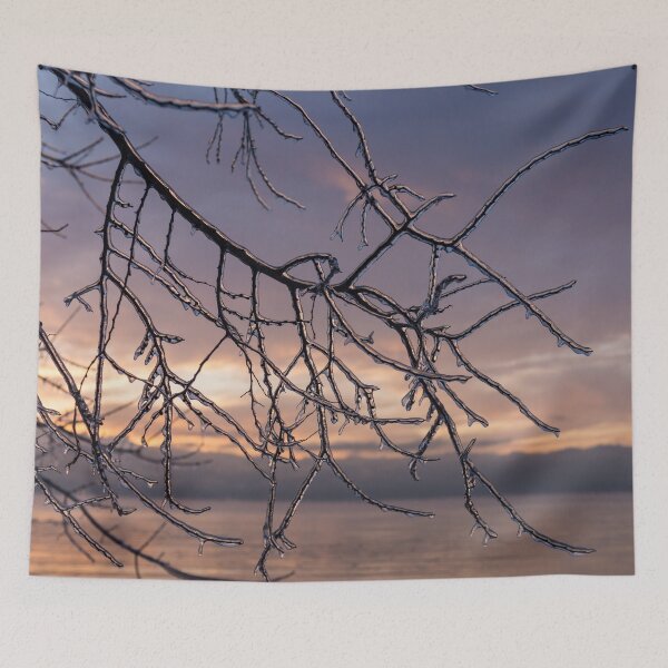 Item preview, Beautiful Aftermath of an Ice Storm - Branch Pattern on Rosy Blues - Right designed and sold by Georgia Mizuleva.