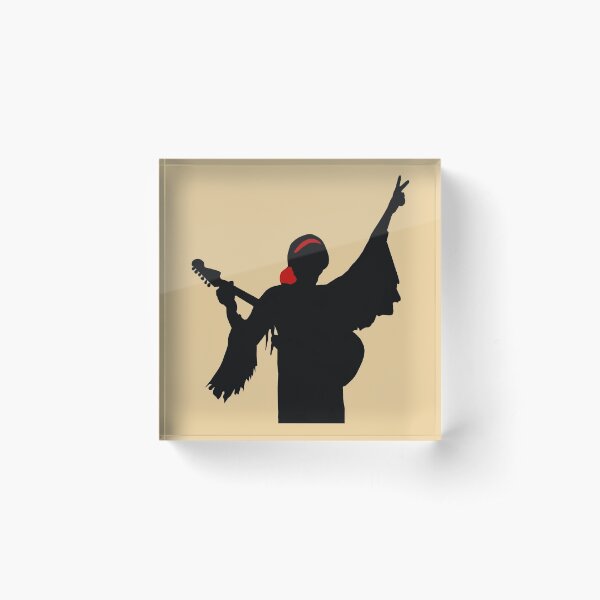 Jimi Hendrix Woodstock Silhouette Bloc acrylique