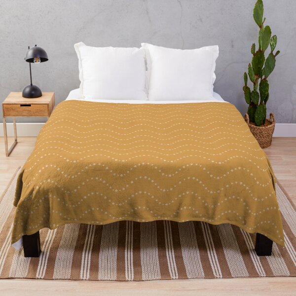 Mustard Waves II Throw Blanket