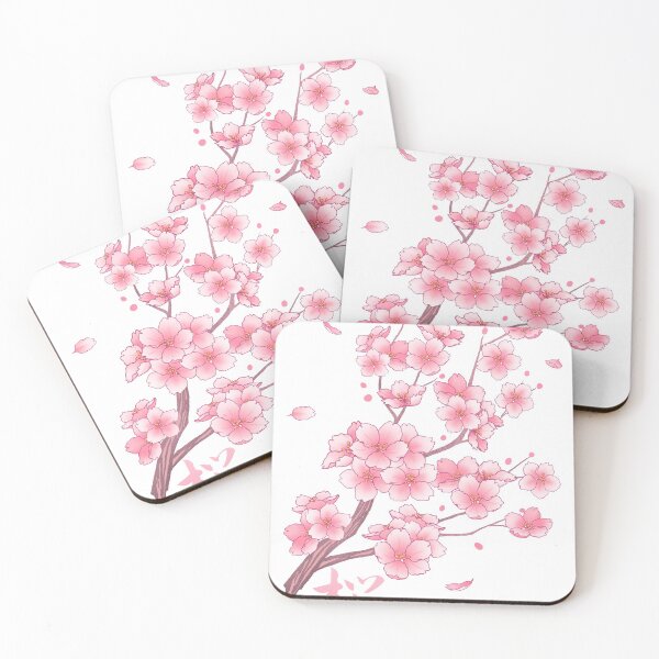 Item preview, Falling Pink Sakura Cherry Blossom branches on white designed and sold by arterialmotive.