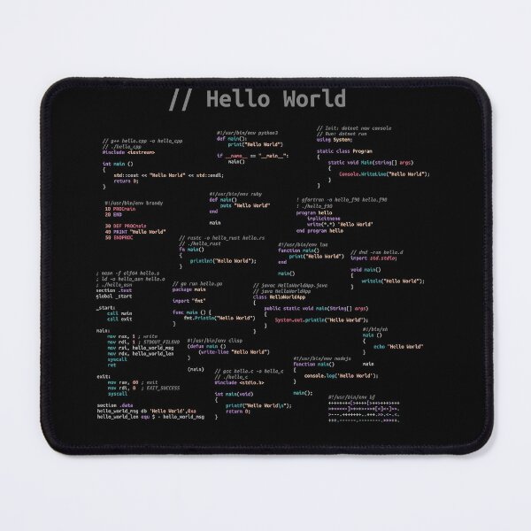 Hello World (Dark Theme) Mouse Pad
