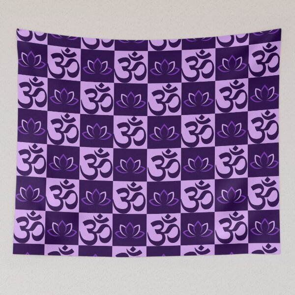 Item preview, Ohm and Lotus Flower Shades of Purple Small Pattern designed and sold by barronangMedia.
