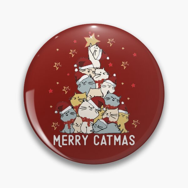 Item preview, Merry Catmas Christmas Tree Cat Mountain Cute Cats in Santa hat designed and sold by alenaz.