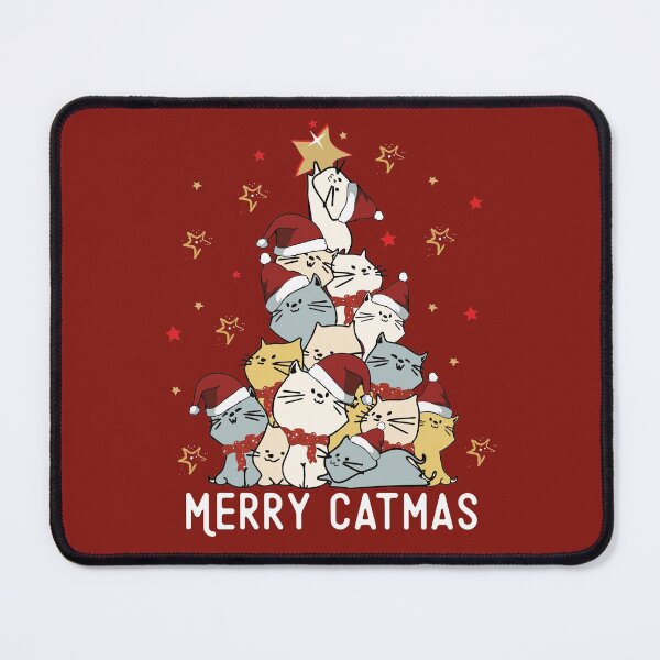 Item preview, Merry Catmas Christmas Tree Cat Mountain Cute Cats in Santa hat designed and sold by alenaz.
