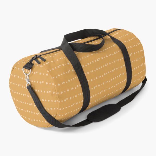 Mustard Dotted Horizontal Stripes Duffle Bag