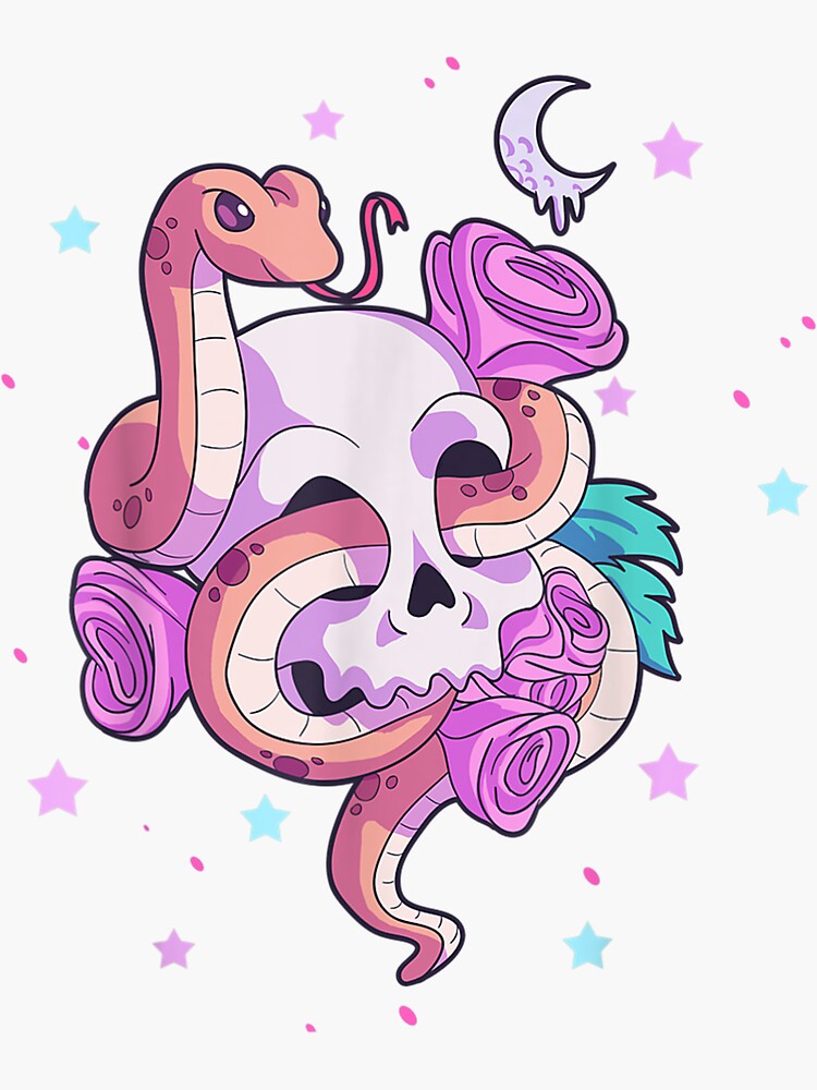 Kawaii Skull Pastel Goth Dead Cute' Sticker