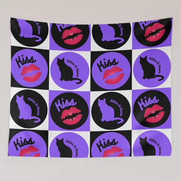 Item preview, Glam Cat Kitty - Kitties & Kisses Set, Purple & Black Large Pattern designed and sold by barronangMedia.