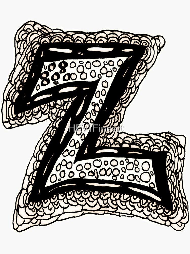 Upper case black and white alphabet Letter Z by HEVIFineart
