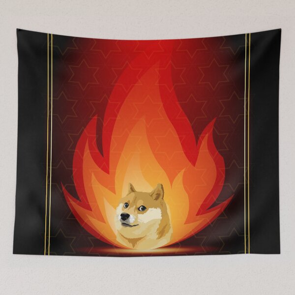 Item preview, Dogecoin crypto currency with fire background designed and sold by ZieProject.