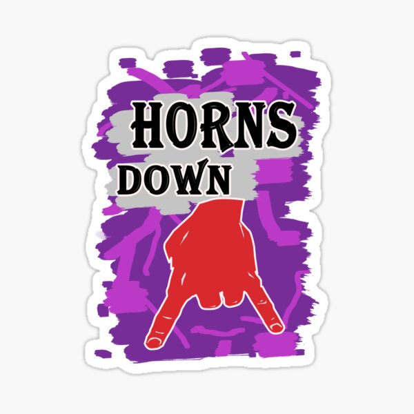 "Horns Down" Sticker for Sale by DesignFoxx Redbubble