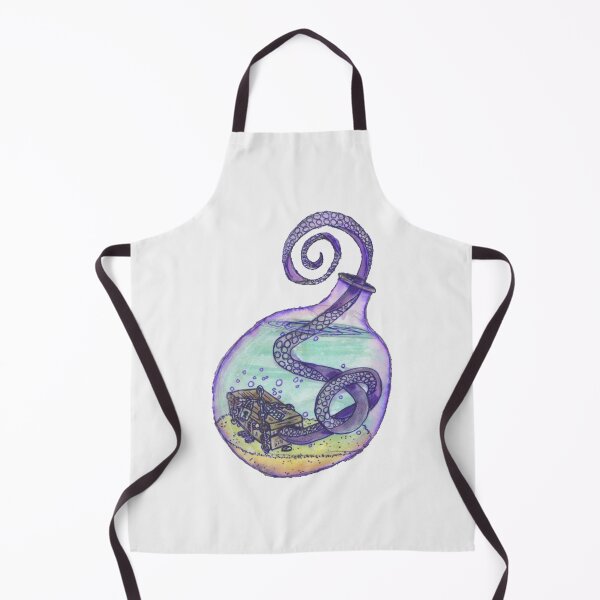 Item preview, inktober day 21 Treasure bottle with treasure protected by a tentacle monster| Perfect Gift designed and sold by marielones.
