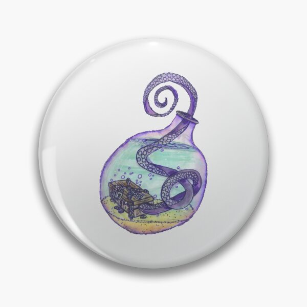 Item preview, inktober day 21 Treasure bottle with treasure protected by a tentacle monster| Perfect Gift designed and sold by marielones.