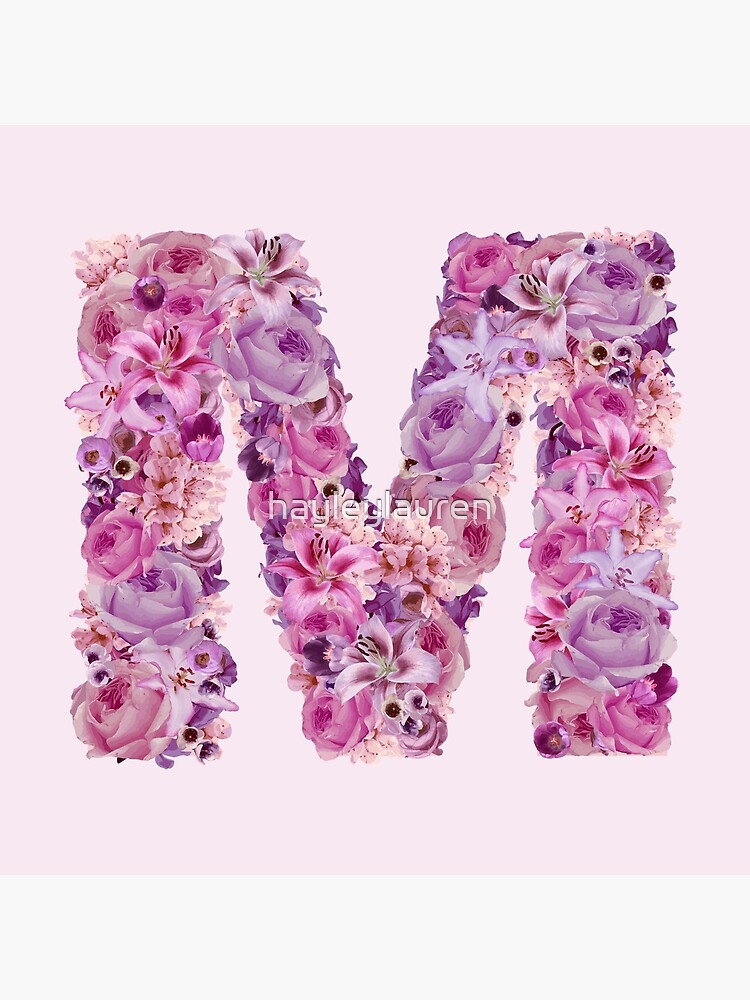 Póster «Letra M Patrón de flor rosa Arte de la letra Tipografía» de hayleylauren Redbubble