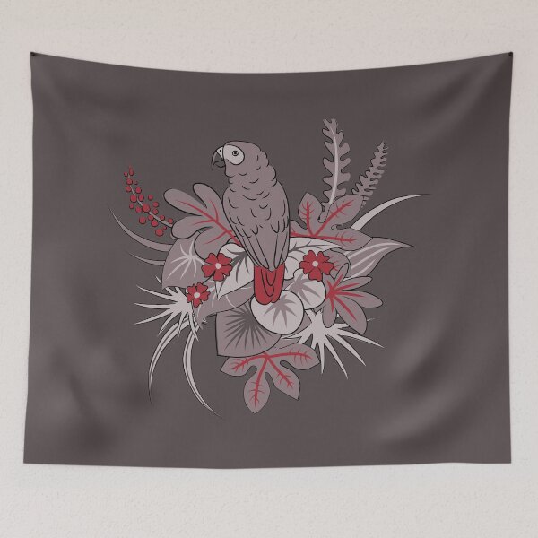 Item preview, African grey parrot: vignette 2 (dark grey) designed and sold by selfproclaimd.