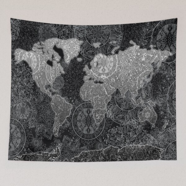 Item preview, world map mandala black 2 designed and sold by BekimART.
