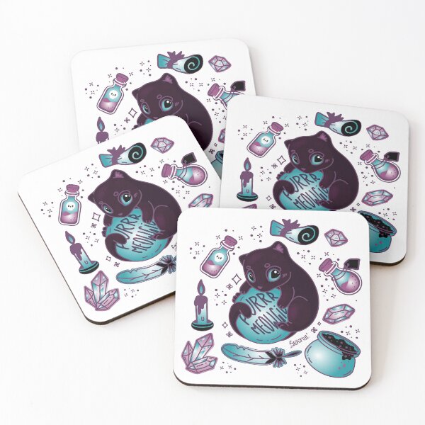 Item preview, Purr meowgic white magic black cat designed and sold by SPIRIMAL.