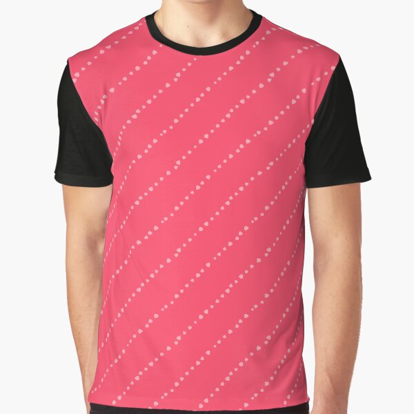 Pink Dotted Diagonal Stripes Graphic T-Shirt