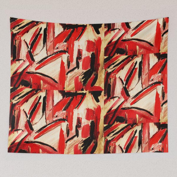 Item preview, Abstract wall art black red white grey  designed and sold by Edith Jacobs.