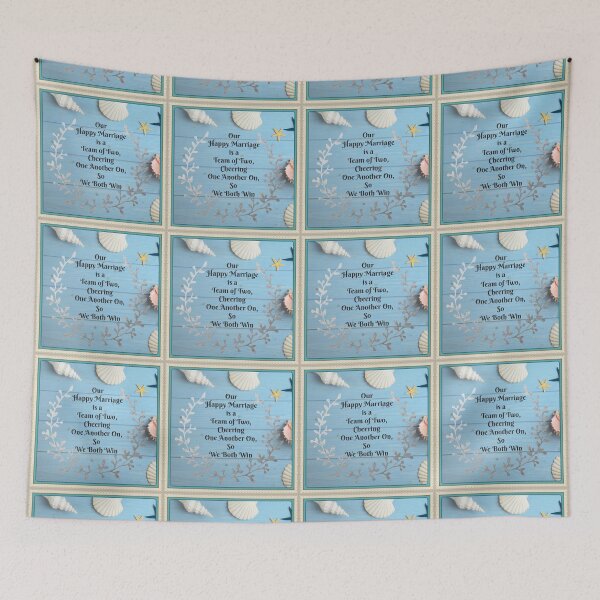 Item preview, Happy Marriage Team quote - Blue Shiplap & Seashells theme - Jade Frame - SupportiveSpouses.com - Vicki Hadfield designed and sold by Printable Pressies.