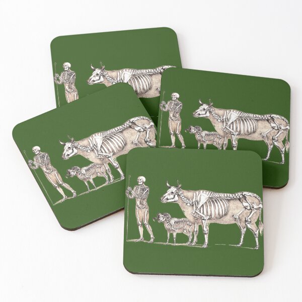 Item preview, Macabre Aesthetics: Skeleton of a man and animals designed and sold by Naturalist Prints.