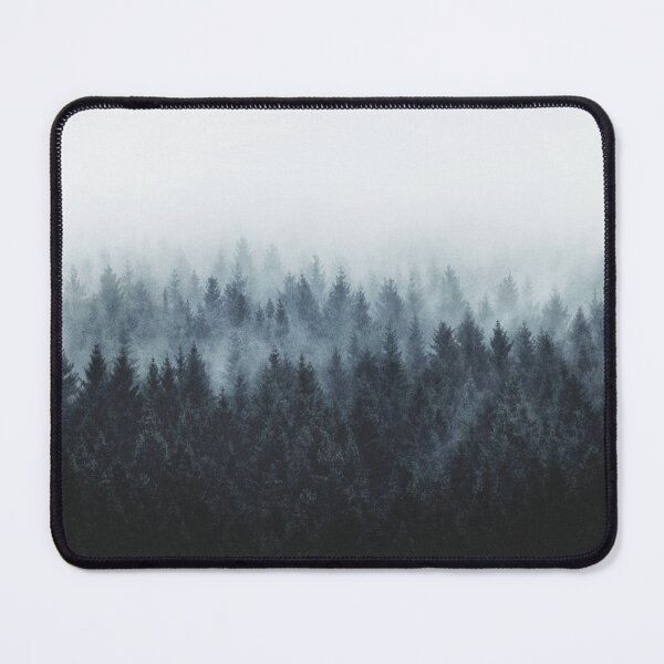 Vista previa del artículo con la obra «High And Low // Dark Romantasy Moody Wilderness Dream Forest With Cascadia Trees Covered In Fog», diseñado y vendido por Tordis Kayma.