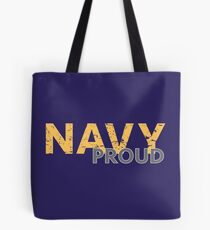 Navy Proud yellow distressed Tote Bag