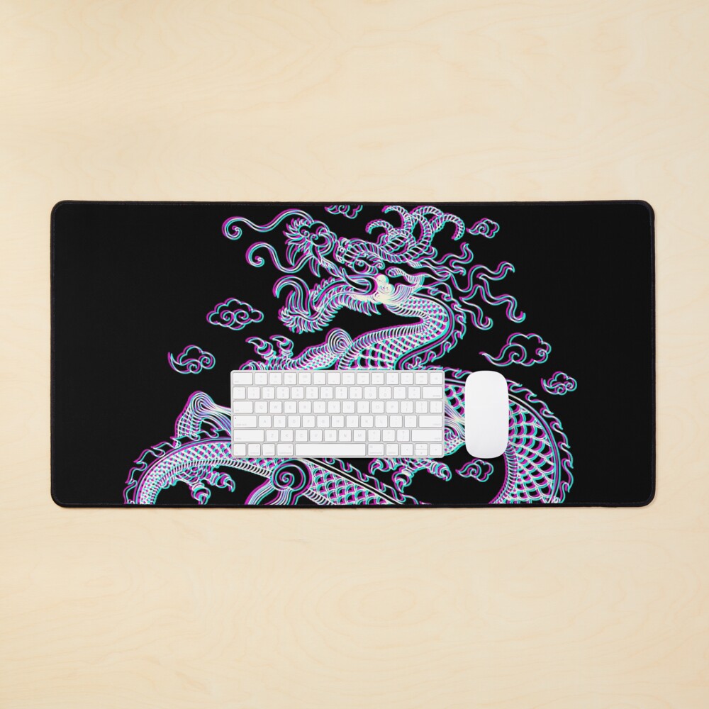"Glitch Chinese Dragon" Mouse Pad by SoccaTamam Redbubble