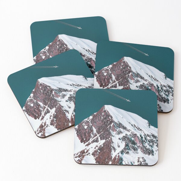 Item preview, Airliner With Contrail Passing Above the Snowy Mountain Peak designed and sold by Hassan  Adnan.