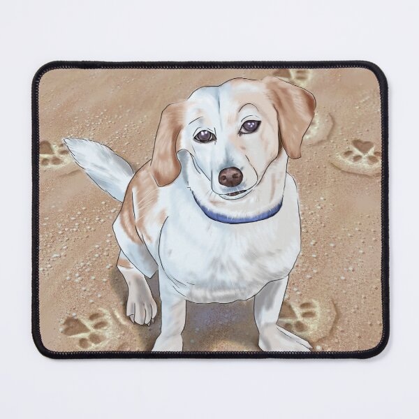Dog on the Beach with Heart Paws Mouse Pad