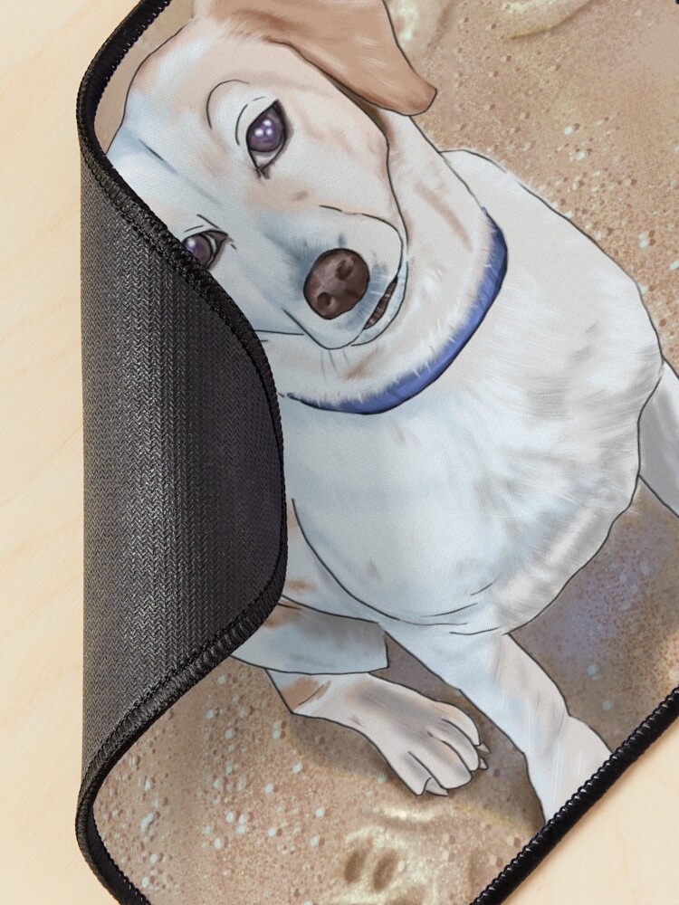 Alternate view of Dog on the Beach with Heart Paws Mouse Pad