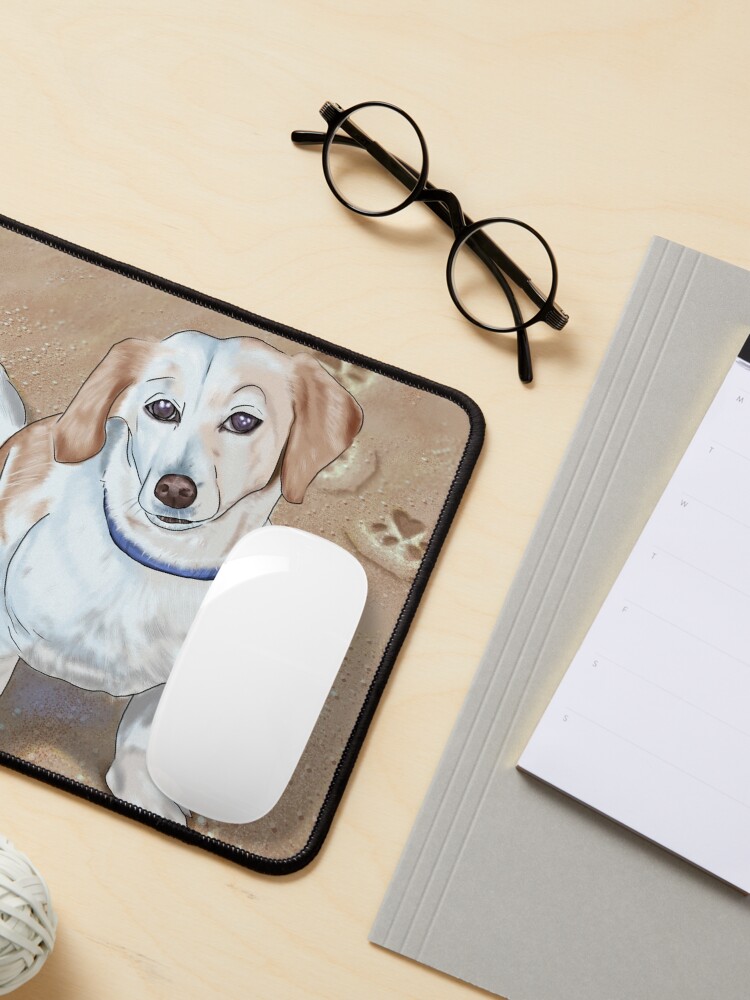 Alternate view of Dog on the Beach with Heart Paws Mouse Pad