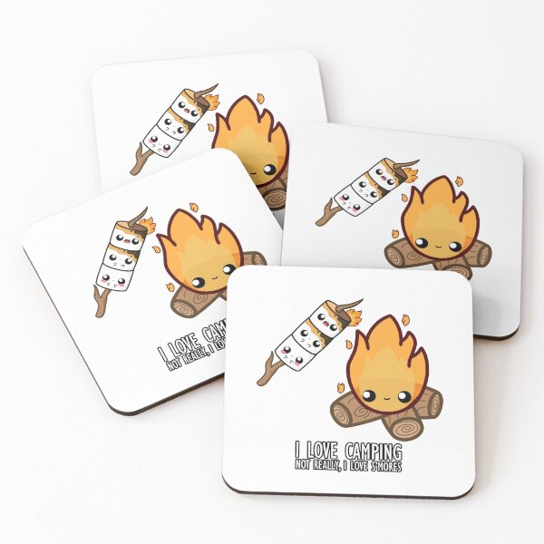 Item preview, Cute Cartoon Marshmallow || I love Camping, Not Really, I love Smores || Kawaii designed and sold by cookingwithten.