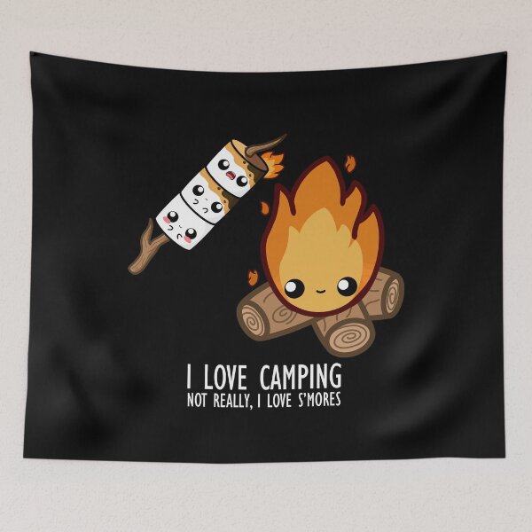 Item preview, Cute Cartoon Marshmallow || I love Camping, Not Really, I love Smores || Kawaii designed and sold by cookingwithten.