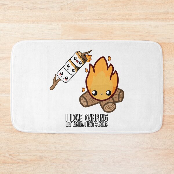 Item preview, Cute Cartoon Marshmallow || I love Camping, Not Really, I love Smores || Kawaii designed and sold by cookingwithten.