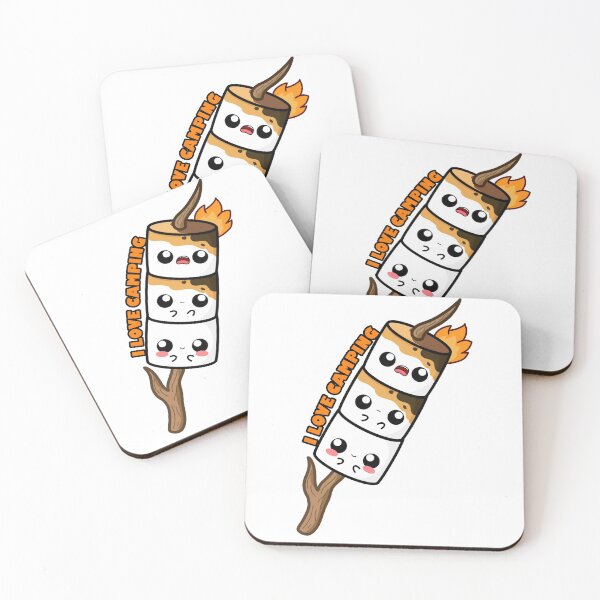 Item preview, Cute Cartoon Marshmallow || I love Camping || Kawaii designed and sold by cookingwithten.