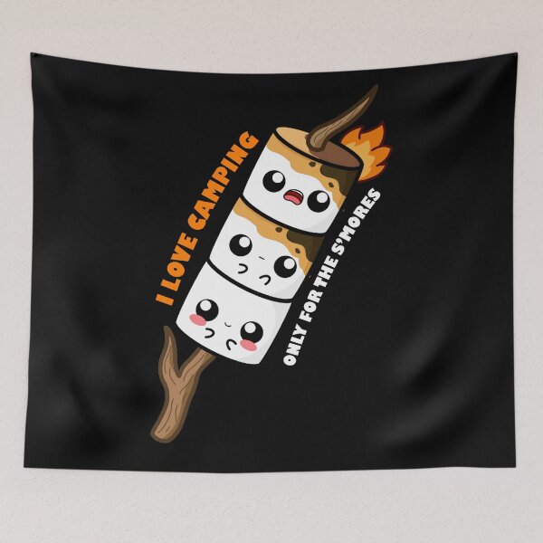 Item preview,  Cute Cartoon Marshmallow || I love Camping, only for the S'mores || Kawaii designed and sold by cookingwithten.