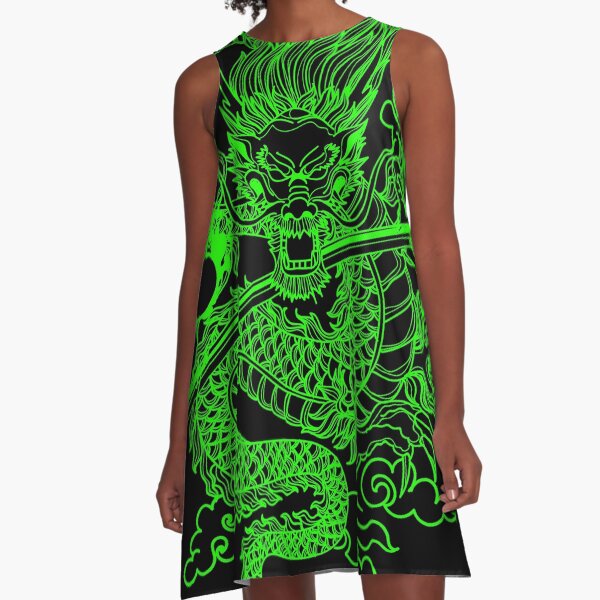 Item preview, Neon Green Chinese Dragon with Black Background designed and sold by SoccaTamam.