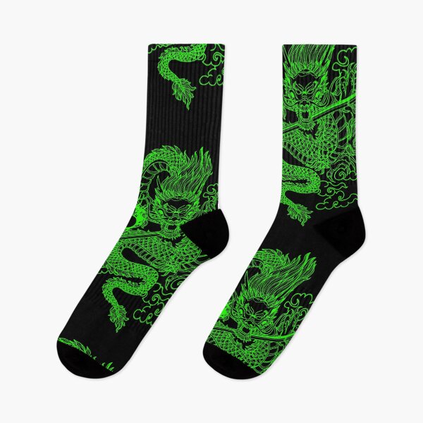Item preview, Neon Green Chinese Dragon with Black Background designed and sold by SoccaTamam.