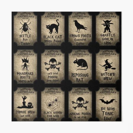 Set Of Halloween Apothecary Stickers For Decor, Bottles, Jars, Cups,  Notebooks