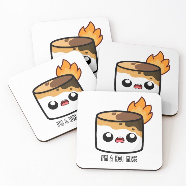 Item preview, Cute Cartoon Marshmallow || I'm A Hot Mess || Kawaii designed and sold by cookingwithten.