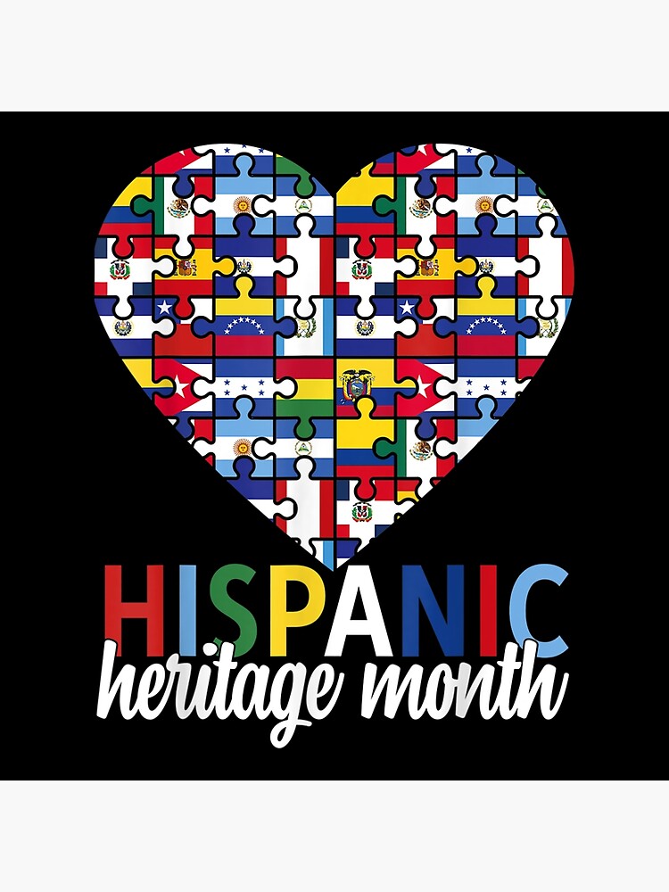 Hispanic Heritage Month All Countries Flags Heart Men Women