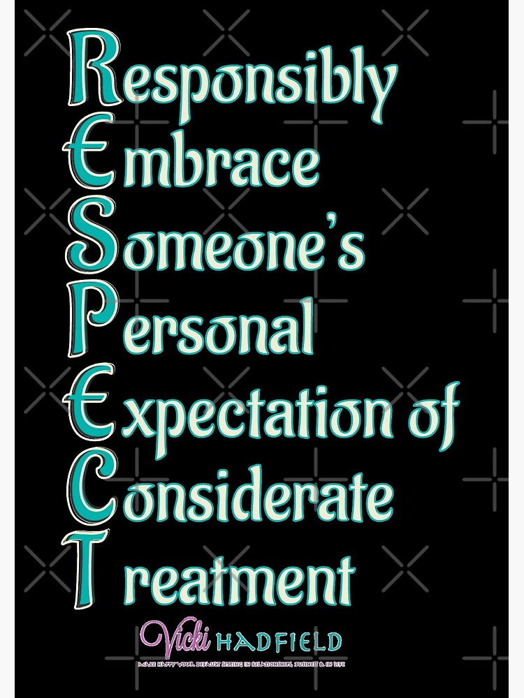 "RESPECT acronym ResurrectRespect Quote jade cream colours Vicki Hadfield" Poster for