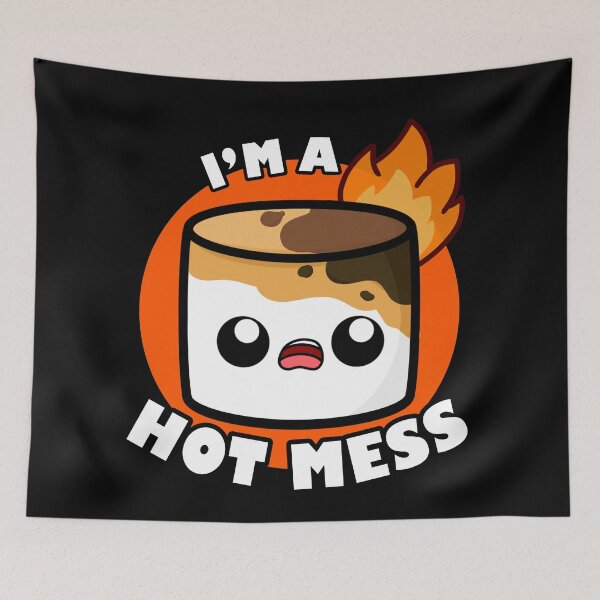 Item preview, Cute Cartoon Marshmallow || I'm A Hot Mess || Kawaii designed and sold by cookingwithten.