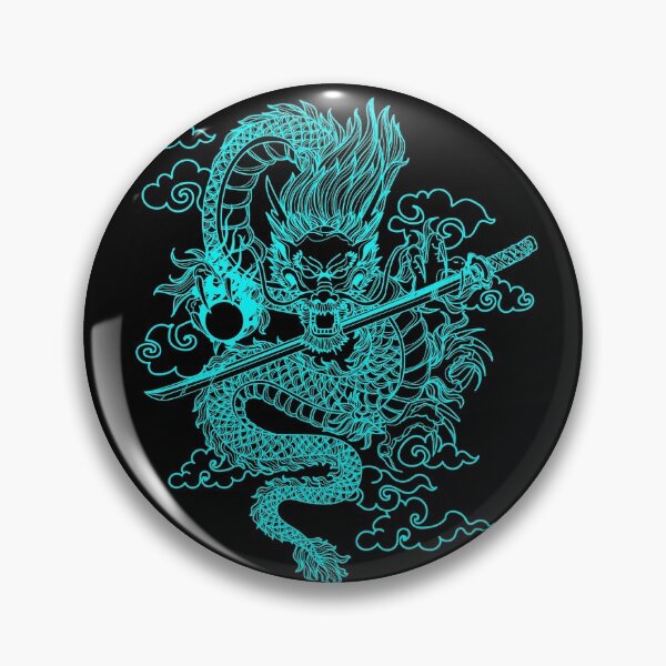Item preview, Turquoise Chinese Dragon with Black Background designed and sold by SoccaTamam.